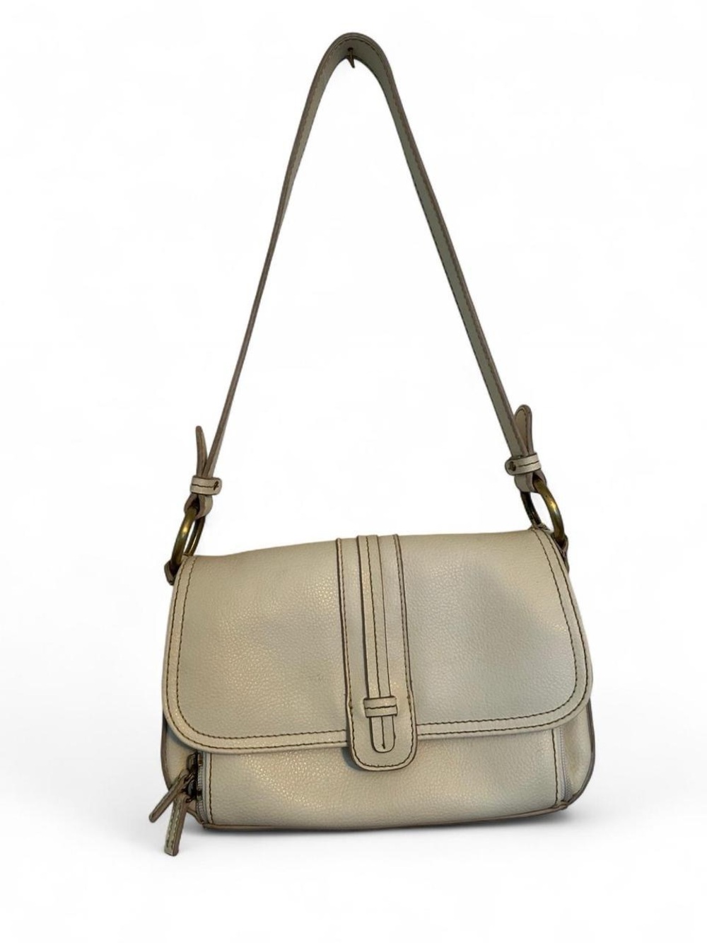 90s First Issue a Liz Claiborne Company cream shoulder bag with gold accents